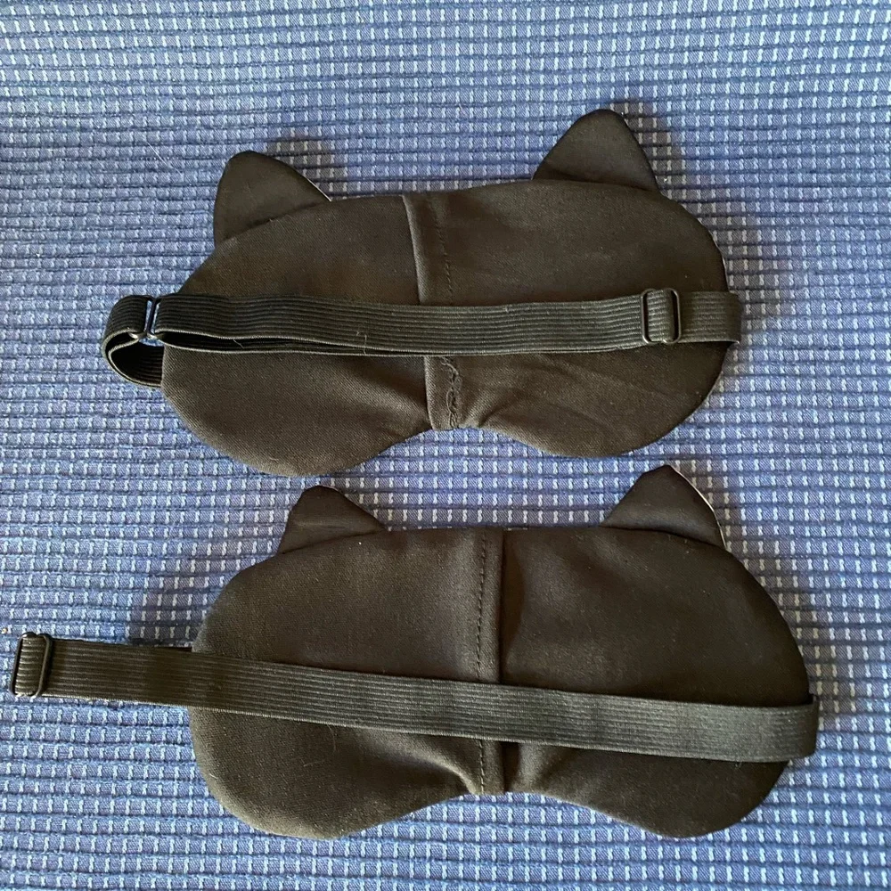 Pair of 3D Cat Design Beauty Sleep Masks for Home or Travel
